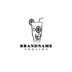 fresh drinks cartoon logo template icon design black isolated cute illustration