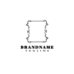 frame border logo cartoon vintage black icon isolated vector illustration