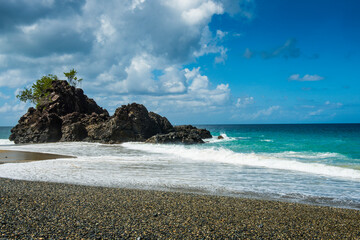 Scenic view of sea against sky at Tobago on sunny day, Caribbean