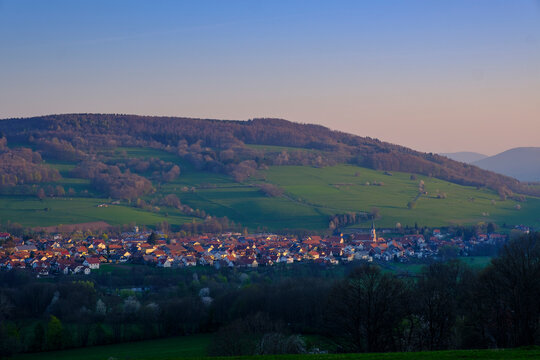 Sunrise, Wuestensachsen, Ehrenberg, Rhoen, Germany