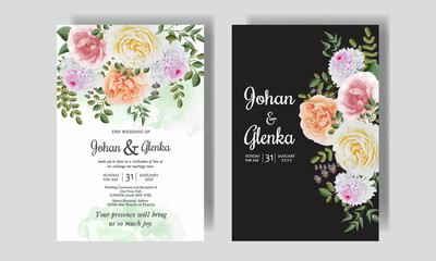      Flower Wedding Hand Draw With Invitation Floral Premium Vektor