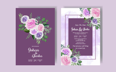      Flower Wedding Hand Draw With Invitation Floral Premium Vektor