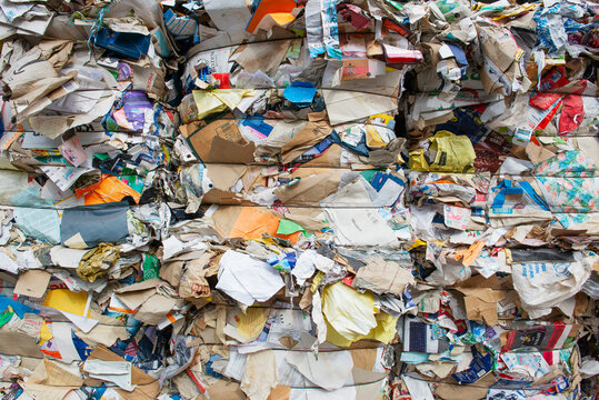 Germany, Bavaria, Stacks of waste paper and cartons