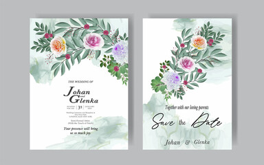      Flower Wedding Hand Draw With Invitation Floral Premium Vektor