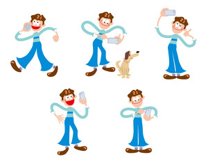 スマートフォンを使う元気な男の子