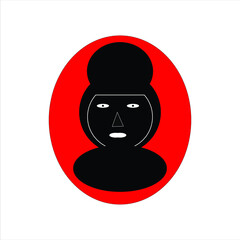 logo of a woman wearing a black mask inside a red circle