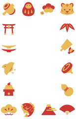 赤と金のお正月フレーム　Red and Gold New Year Frame