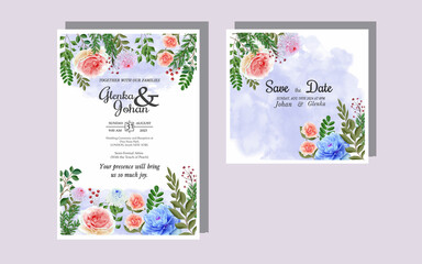      Flower Wedding Hand Draw With Invitation Floral Premium Vektor