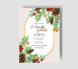      Flower Wedding Chritmas Watercolor Wedding invitation Floral Premium Vektor