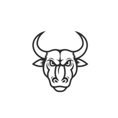 angry bull black line  icon vector illustration design