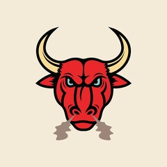 angry bull mascot icon vector illustration design