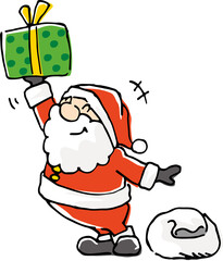 プレゼントを配っているサンタクロースのイメージイラスト（手描き）