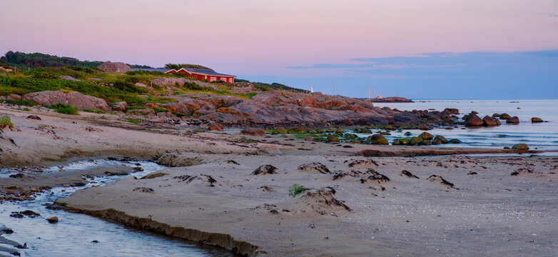 Sunset at the coast, Kattegat, Sardal nature reserve, Halland, Sweden
