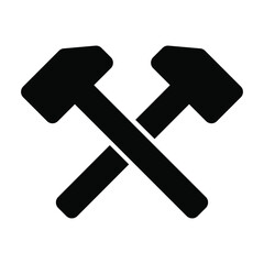 Work Hammers. Flat black symbol. Pictogram is Designed for web and software interfaces. Vector illustration