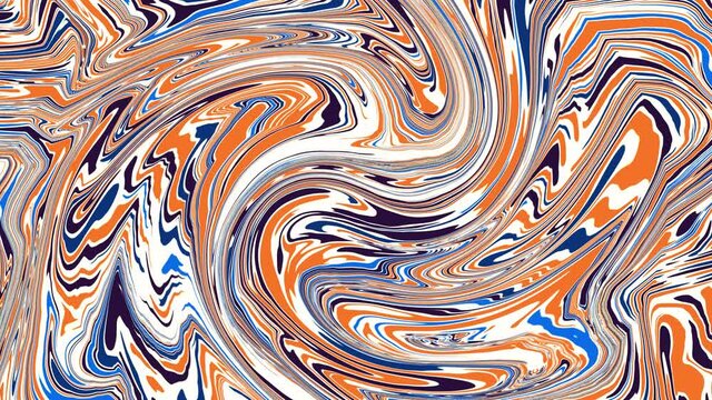 Blue and Orange abstract liquid marble texture, fluid art. Very nice abstract colorful design swirl background Video. 3D Rendering, 4K.