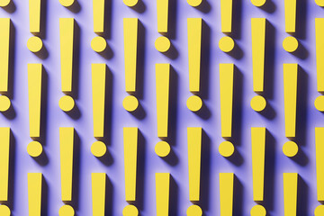 Three dimensional pattern of rows of yellow exclamation points