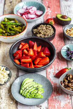 Fresh ingredients for a veggie bowl