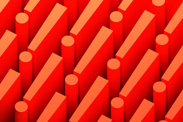 Three dimensional pattern of rows of red exclamation points
