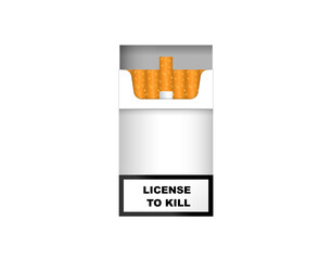 Cigarette pack in vector with "license to kill" message