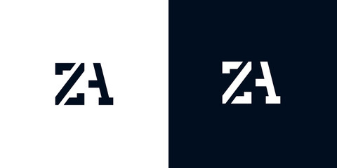 Creative abstract initial letter ZA logo. - obrazy, fototapety, plakaty