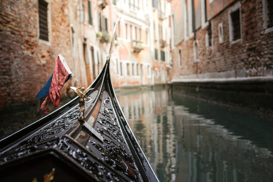 Bow of a gondola, Venice, Italy