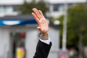 Hand of waving man