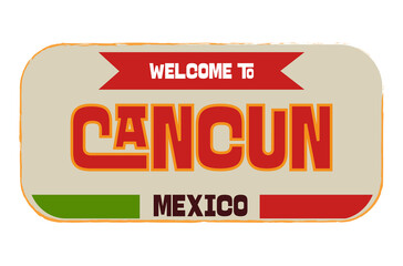 Welcome to Cancun Mexico Vector Illustration on a white background