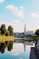 
Beautiful summer city embankment by the river in the city center