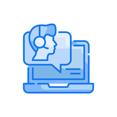 Online consulting  vector blue colour icon style illustration. EPS 10 file