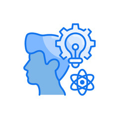 Thinking vector blue colour icon style illustration. EPS 10 file