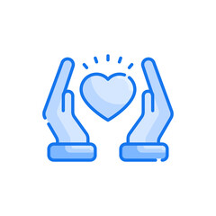 Care vector blue colour icon style illustration. EPS 10 file