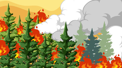 Thumbnail design with fire in the forest