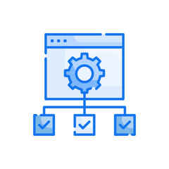 Operations Management vector blue colour icon style illustration. EPS 10 file