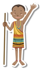 African tribal man cartoon character sticker
