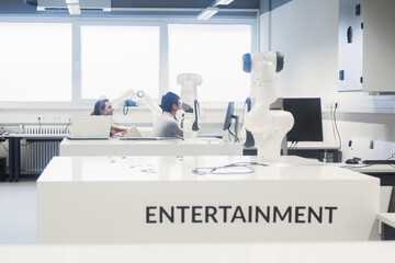 Sudents studying robotic at an university institute