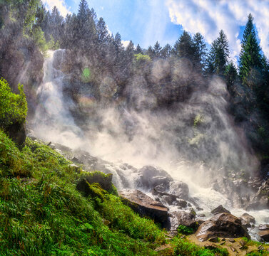Italy,Trentino, Genova Valley, Lares waterfall