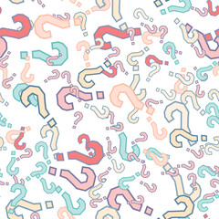 Quiz seamless pattern. Question marks, doubt, faq