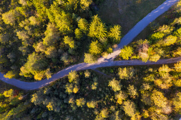 Germany, Upper Bavaria, Aerial view of fork path near Gaissach
