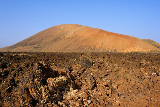 Spain, Canary Islands, Lanzarote, Los Volcanes Nature Park, Montana del Cortijo, lava field