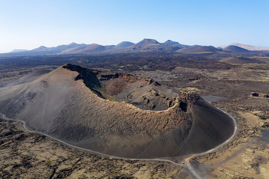 Spain, Canary Islands, Lanzarote, Timanfaya National Park, Cuervo and Montana de las Lapas
