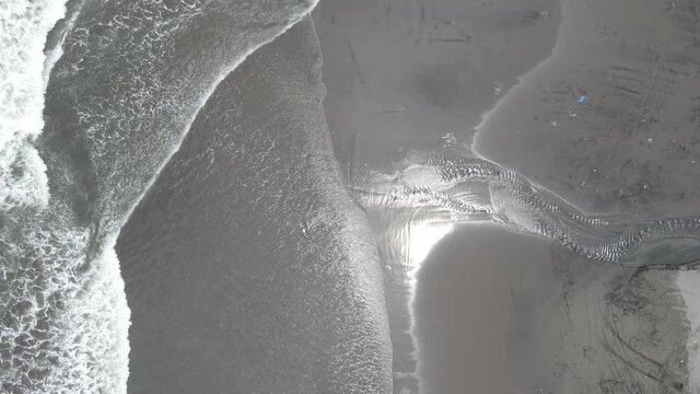 Aerial view of Sandy beach in sunny day in Yogyakarta, Indonesia