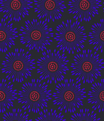 African Ankara Wax Print: vibrant color floral seamless pattern 