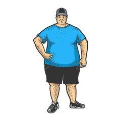 Fototapeta premium fat man color sketch raster illustration