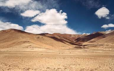 India, Ladakh, Brown barren landscape of Himalayas