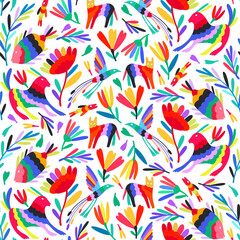 Otomi Mexican Animal Seamless Pattern