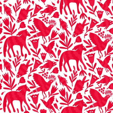 Otomi Mexican Animal Seamless Pattern