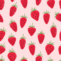 Strawberry seamless pattern: berry in crayon style