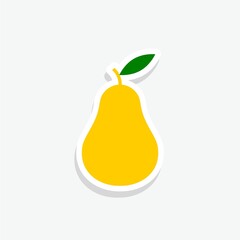 Pear sticker fruity icon isolated on white background