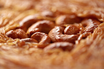 Close up of Turkish Baklava dessert with honey and nuts
