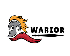 Fototapeta premium helmet army spartan warrior logo template illustration